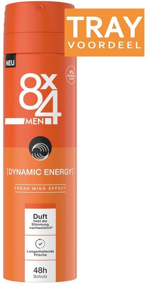 8X4 MEN DYNAMIC ENERGY DEODORANT SPRAY 30 X 150 ML