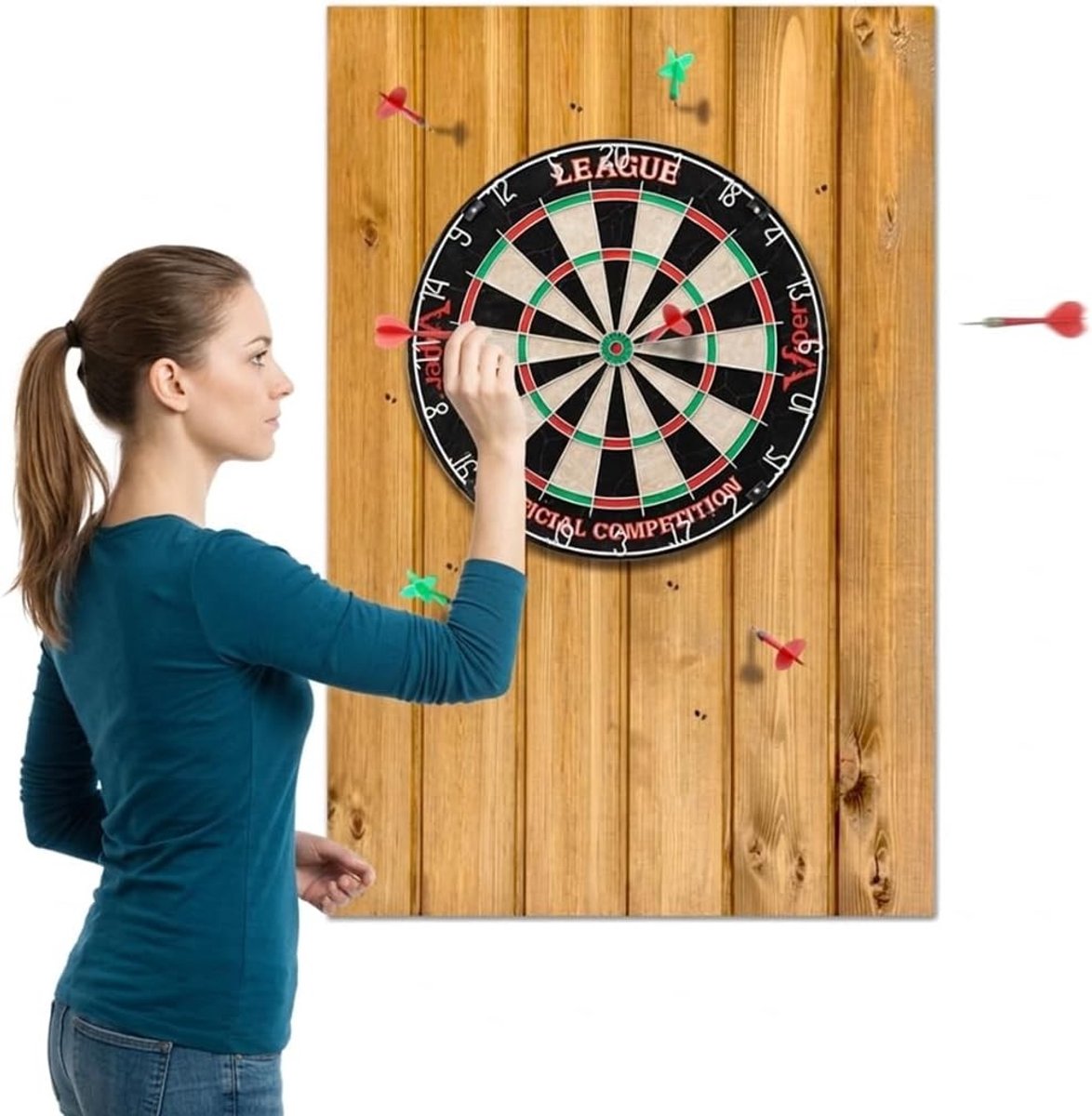 Muurbescherming voor dartbord van houtnerf, zelfklevend vilten surround, kurk en gesplitste wandtegels voor optimale bescherming van dartmuren