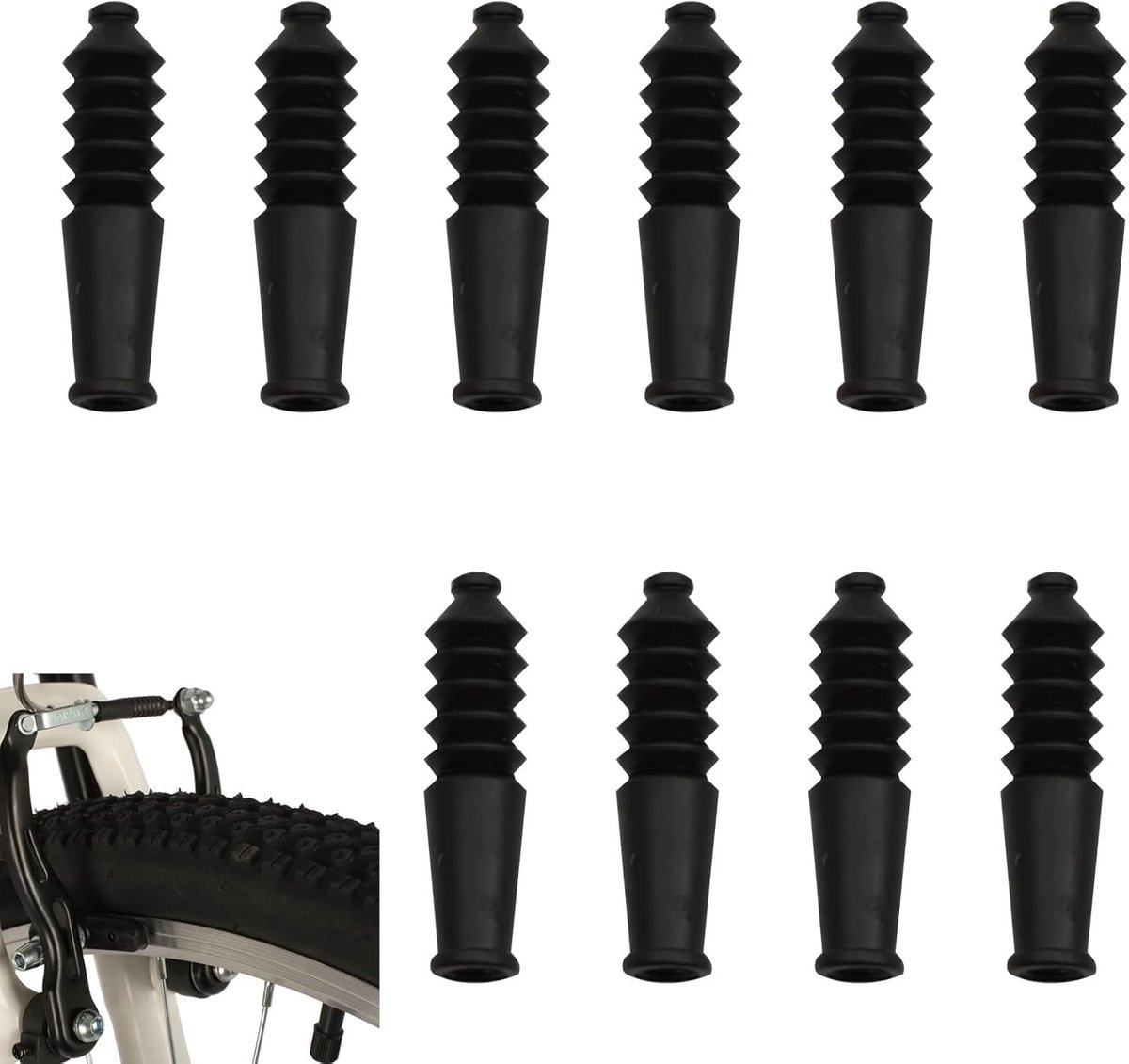 10 Stuks Rubber Beschermhoes voor Fietskabels - Universele Spuitmond voor Remkabels, Stofbescherming en Accessoires voor Mountainbikes en V-brakes