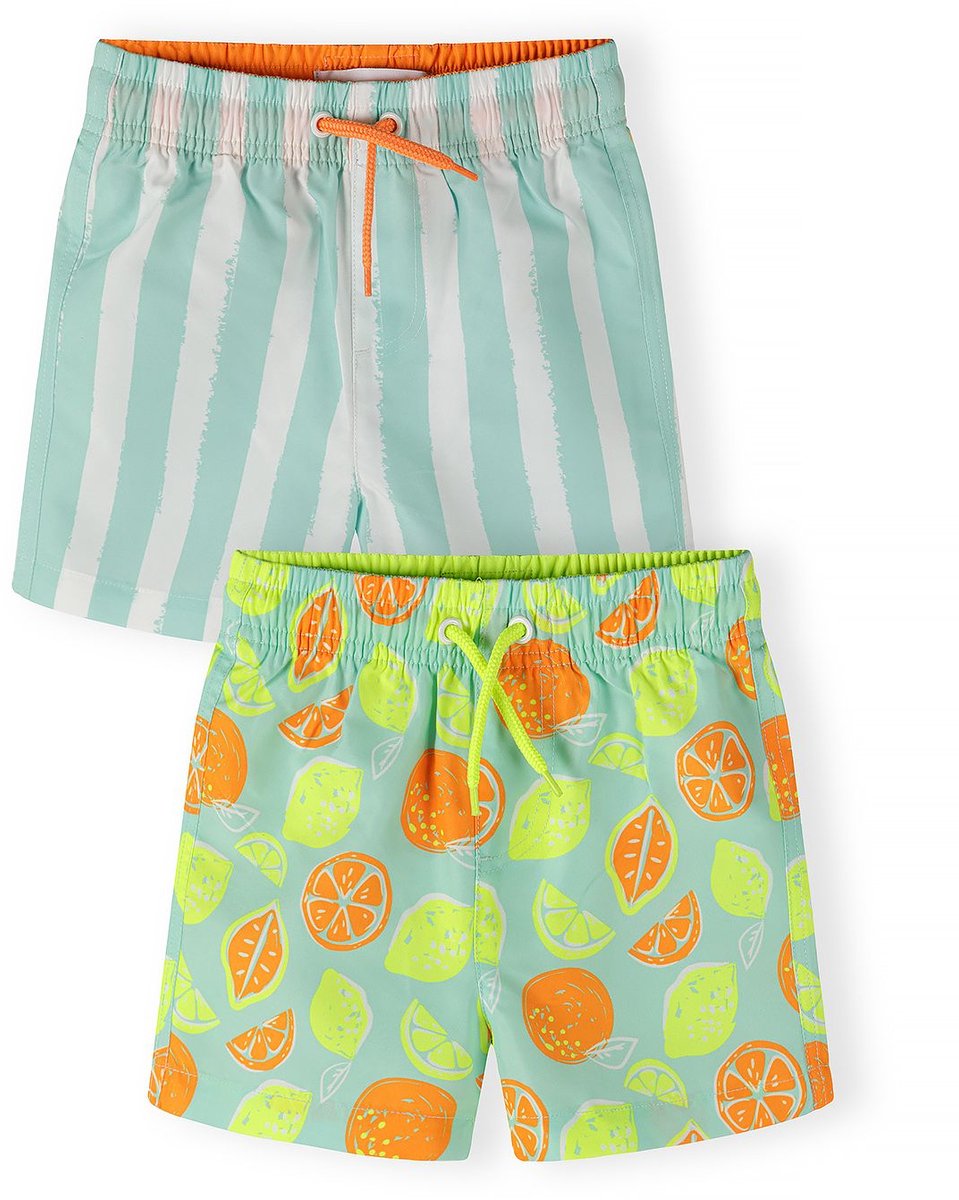Minoti zwembroek jongens 2-pack gestreept en citrus - mint