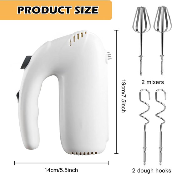 Thijox - Elektrische Handmixer 200W met 5 Snelheden, 4 Garde, Mixer voor Eieren, Room, Deeg - Ideaal voor Keuken, Bakken en Huishoudelijke Taken van Thijox — afbeelding 5