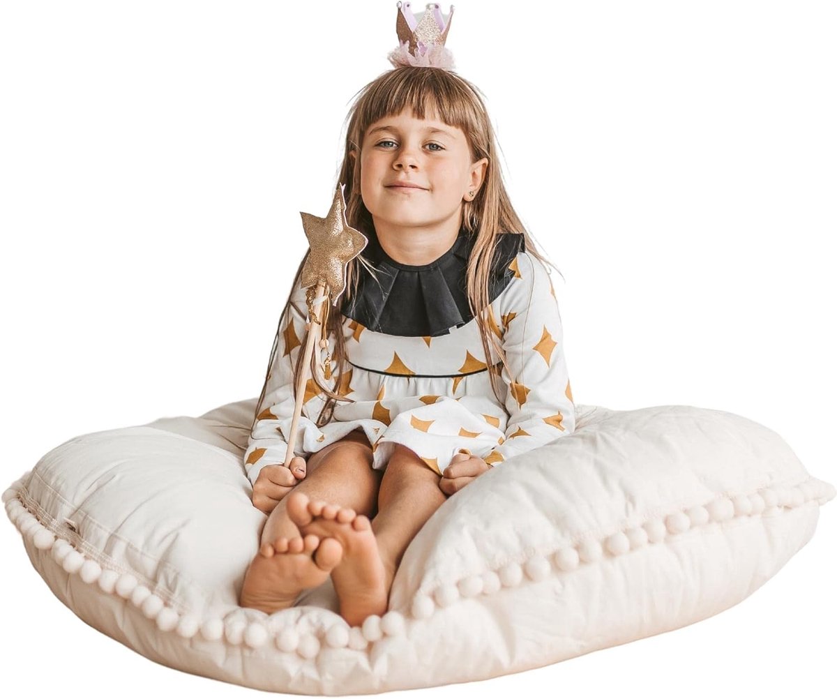 SnelShoppen - Grote Vloerkussens voor Kinderen - Ultra-Zachte Bean Bag met Vulling en Wasbare Hoes - Floor Lounger Leesmat voor Peuters en Tieners - 1