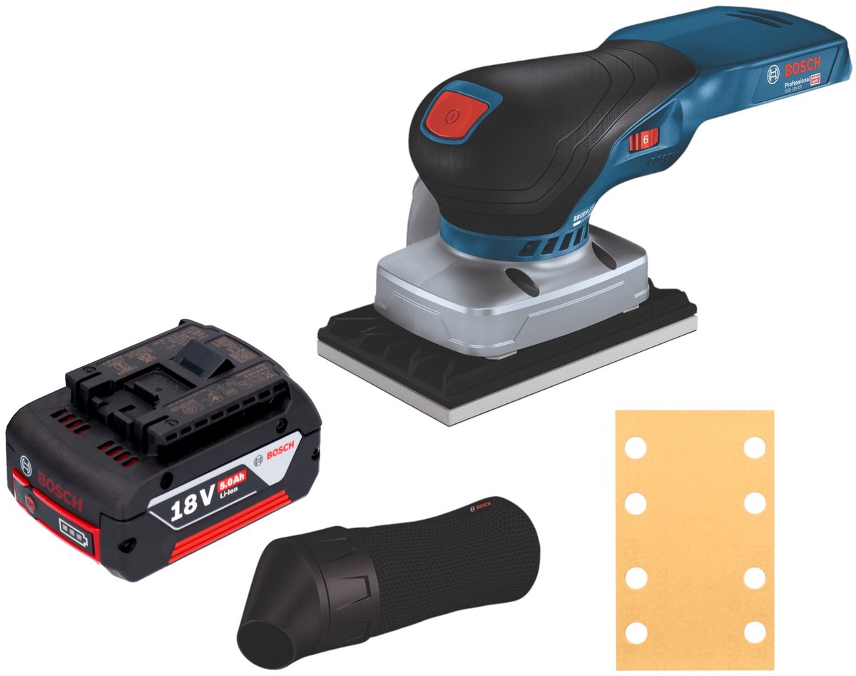 Bosch GSS 18V-13 Professional accu-excentrische schuurmachine 18 V 100 x 110 mm + 1x accu 5,0 Ah - zonder oplader