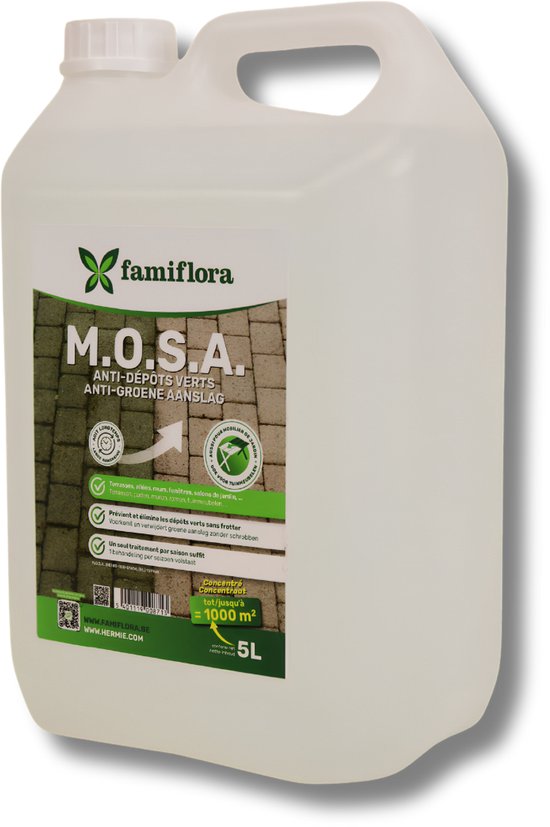 Famiflora MOSA anti-groene aanslag 5 liter - Reinigt alle oppervlakten - Makkelijk te gebruiken - Kleurloos van Merkloos	 — afbeelding 5