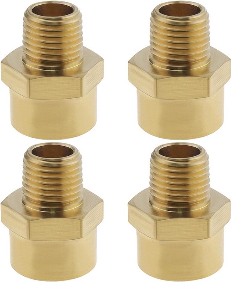 Adapter - BSP - Messing - Pijp Fitting - Draad - Converter - Industriële Toepassingen - 4 Stuks 1/4 "Mannelijke naar 3/8" Vrouwelijke Messing Adapters voor Geschikt voor Kleur of Model.