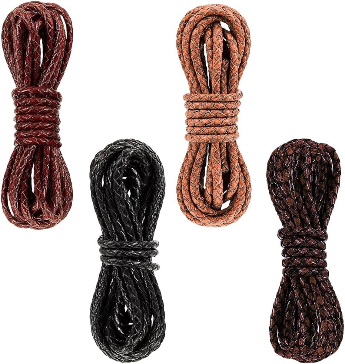 8m ronde echte leren kabel in 4 kleuren - 4mm kariefhuid touw voor halsbanden, armbanden en juweliersmaak