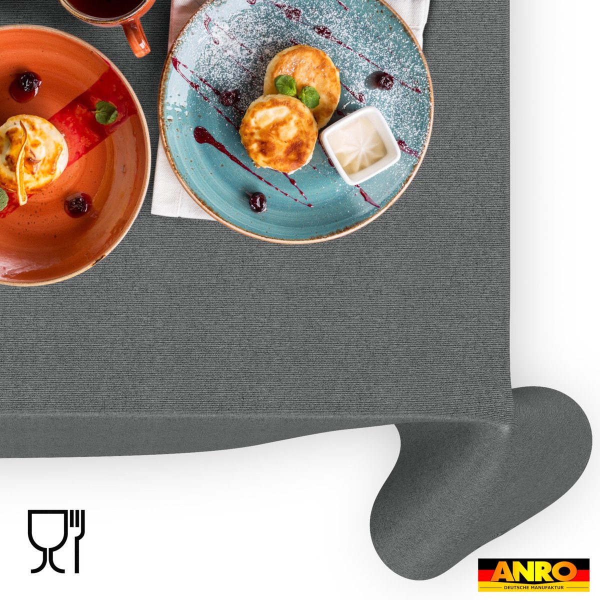 ANRO Tafelkleed Effen linnenlook Grijs 260x140cm Rechte rand Afwasbaar Waterafstotend