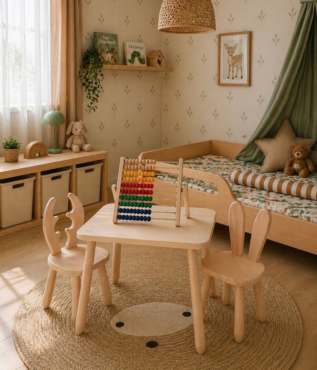 Tafel en twee stoelen - Konijn & hert
