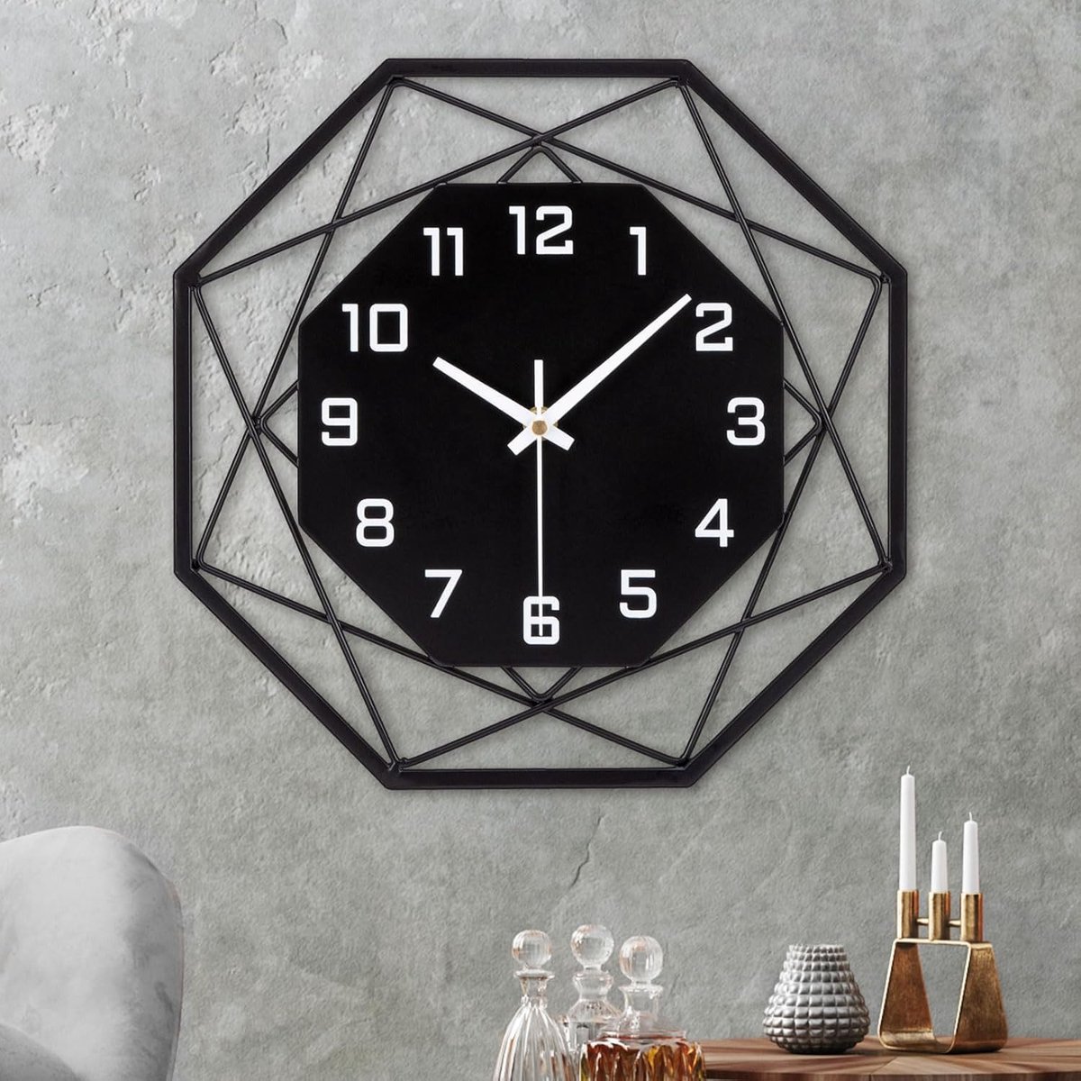 SnelShoppen - Grote Wandklok Zonder Tikkende Geluiden 50 cm Vintage Metalen Quartz Klok Stille Wanddecoratie voor Woonkamer Slaapkamer Keuken