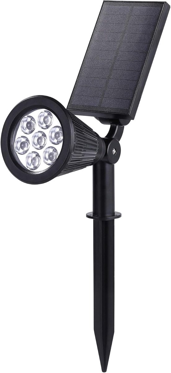 SnelShoppen - Solar Tuin Spotlicht Buiten 240 Lumen Warm Wit LED IP65 Waterdicht Draadloos Tuinverlichting voor Terras en Paden