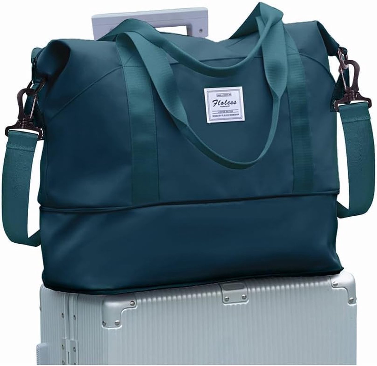SnelShoppen - Dames Travel Bag Sporttas 40x20x25 cm - Waterproof Weekend Bag - Ryanair Handbagage - Fitness & Zwemtas - Peacock Blue
