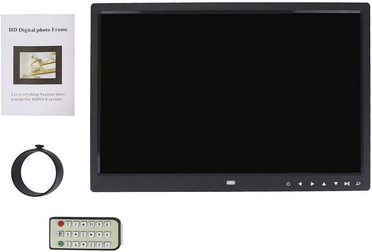 SnelShoppen - Digitale Fotolijst 15 Inch - 1280x800 HD Touch Screen - Foto- en Videospeler - Alarmklok - Zwart - Perfect voor Thuis en Kantoor