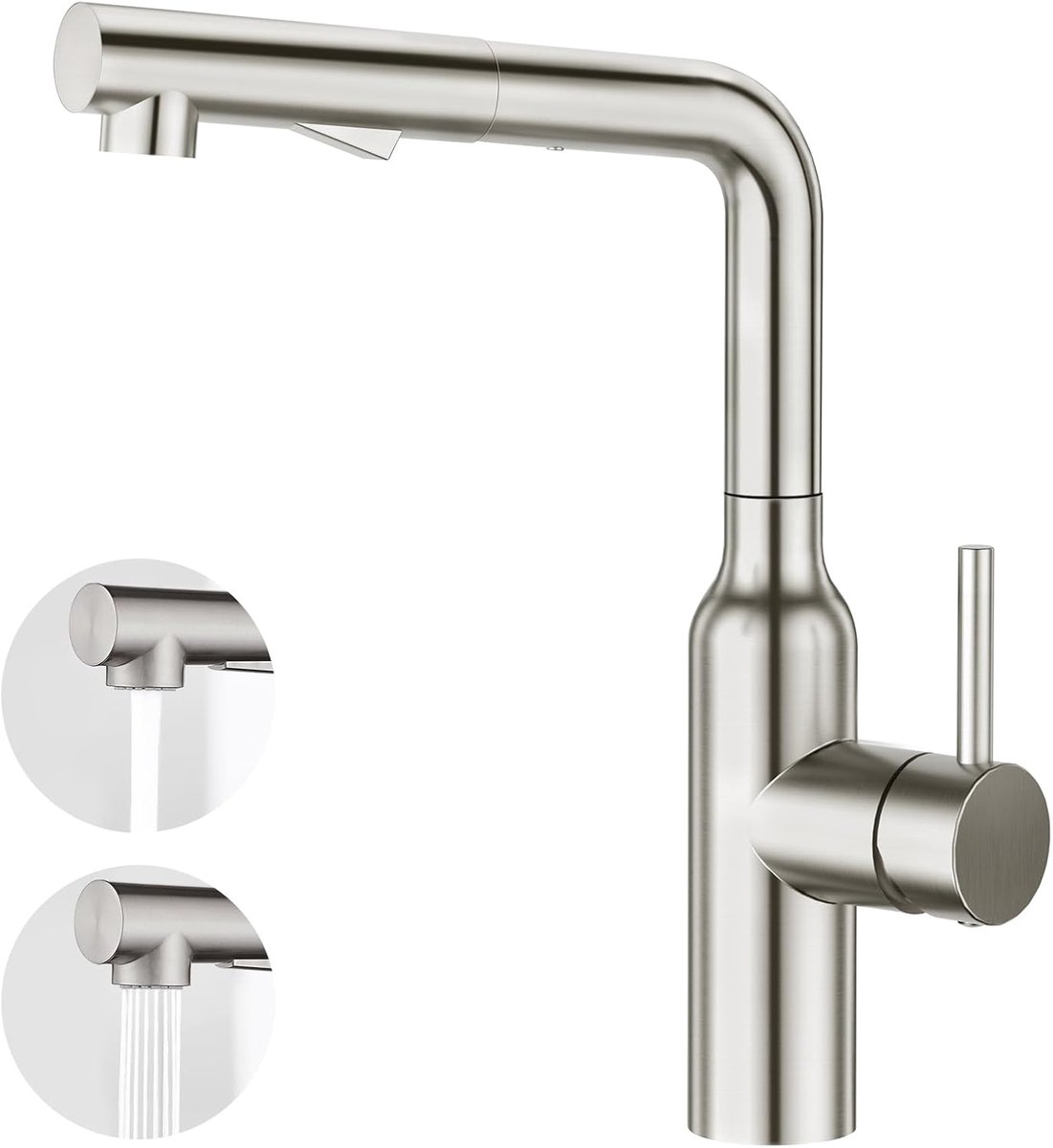 SnelShoppen - Keuken Mengkraan met Uittrekbare Sprayer, Hoge Druk RVS Keuken Faucet, Enkele Hendel, Magnetisch, Perfect voor Grote Pannen en Dubbele S