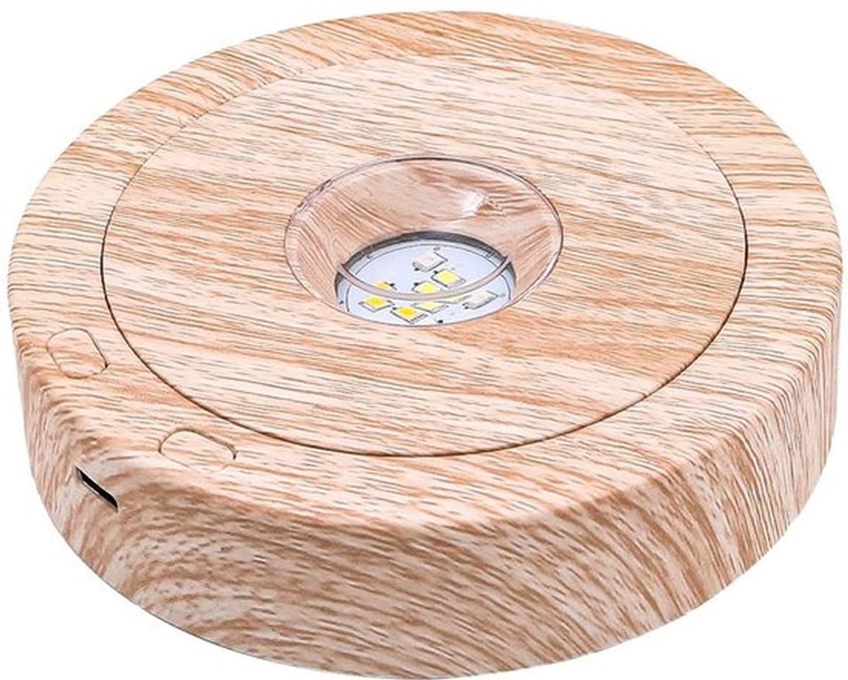Ronde draaibare LED-lichtvoet met 8 lichtstanden, displaystandaard, desktop displaystandaard voor kristallen glaskunst