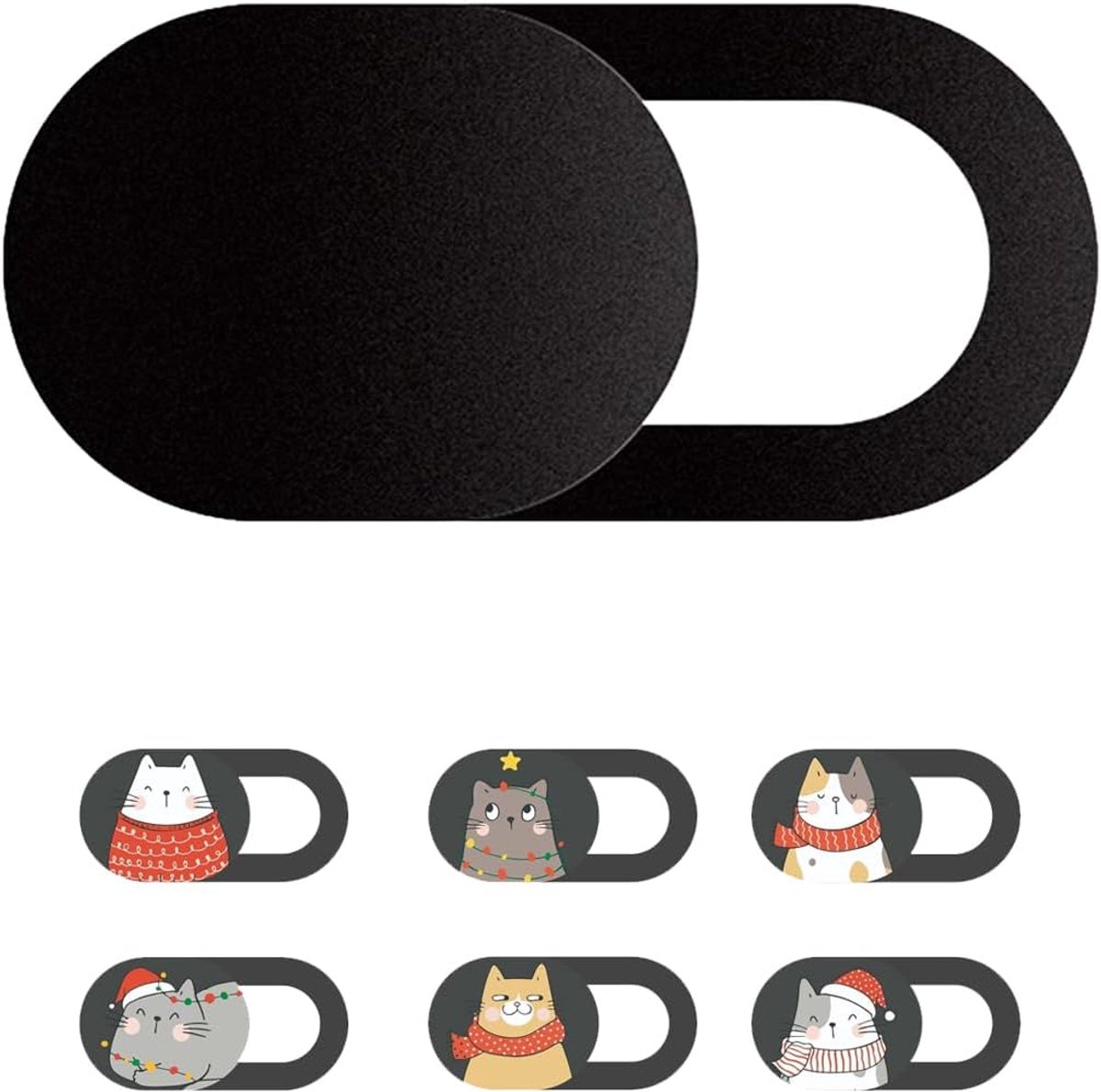 Thijox - Mizi Webcam Privacy Cover Slide [6 stuks], schattige camerablokkersticker voor computer, laptop, tablet en telefoon - Cat Xmas, bescherm uw p