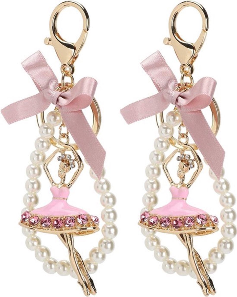 Ballerina danser sleutelhanger - Ballett meisje diamant bezet - Metalen sleutelhanger