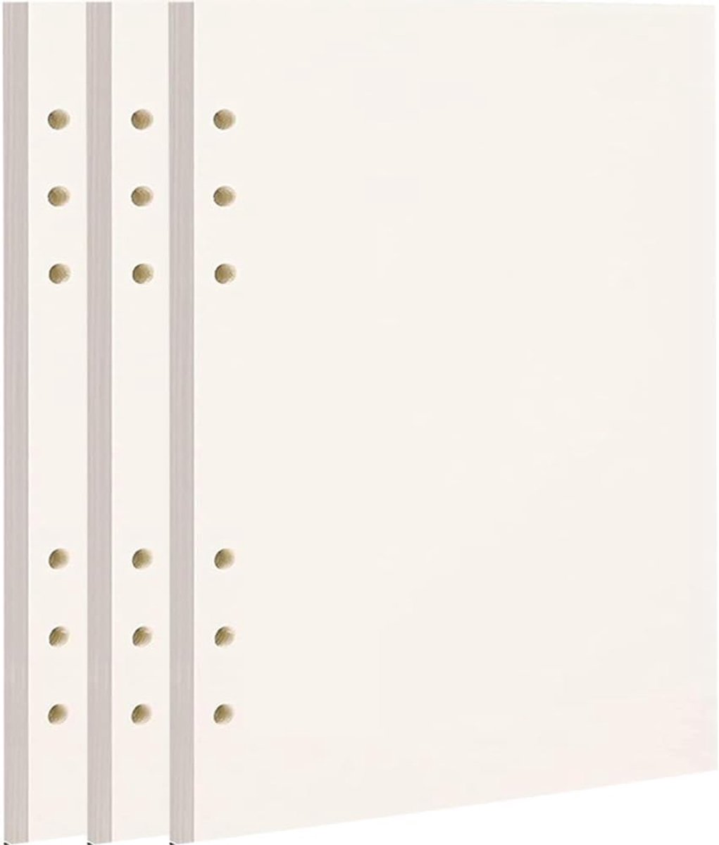Thijox - A5 Blanco Navulpapier 100GSM Beige - 3 Stuks met 6 Gaten - 135 Vellen/270 Pagina's Navulbindpapier voor Notitieboek, Schetsen, DIY Bullet Jou