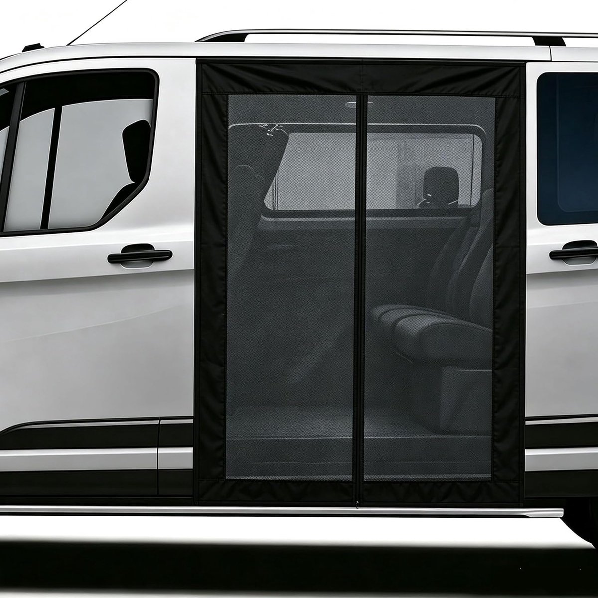 SnelShoppen - Magnetisch Muggennet met Ritssluiting voor VW T5 T6 Schuifdeur, 150 x 120 cm - Vliegengaas, Insectenbescherming, Zonwering voor Camping