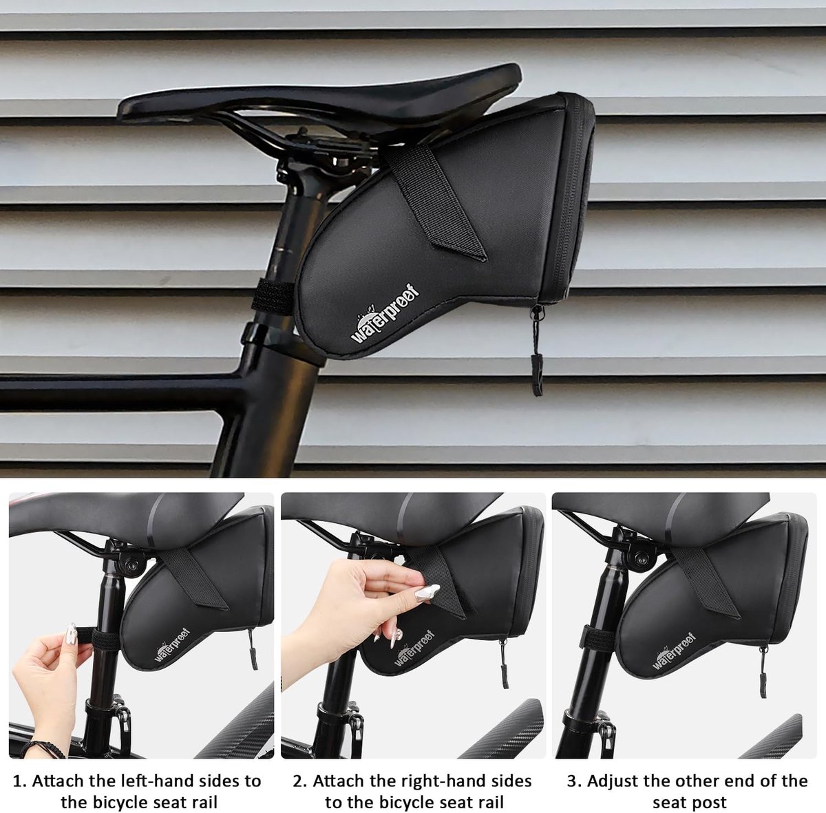 SnelShoppen - Waterdichte Fietszadeltas 1,5L met Ritssluiting, Aerodynamisch Ontwerp, 420D Nylon, Ideaal voor Racefiets, MTB en Outdoor Activiteiten