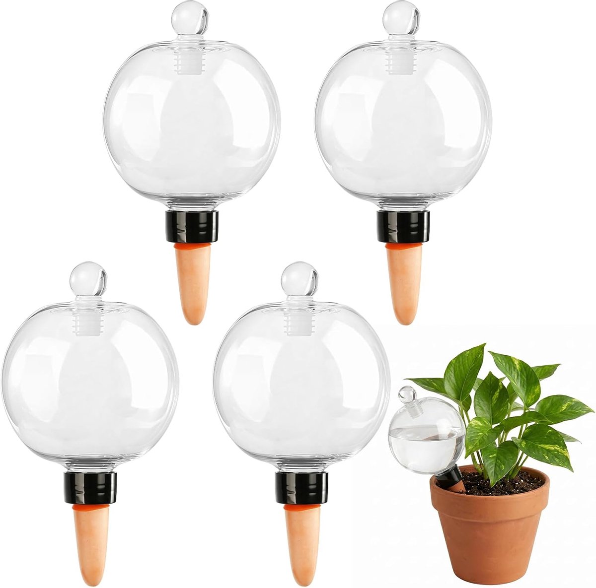 SnelShoppen - 4 Stuks Irrigatieballen voor Planten - Zelfbewatering Waterdispenser - Bewateringsballen voor Binnen, Balkon en Tuinplanten - 500 ml per