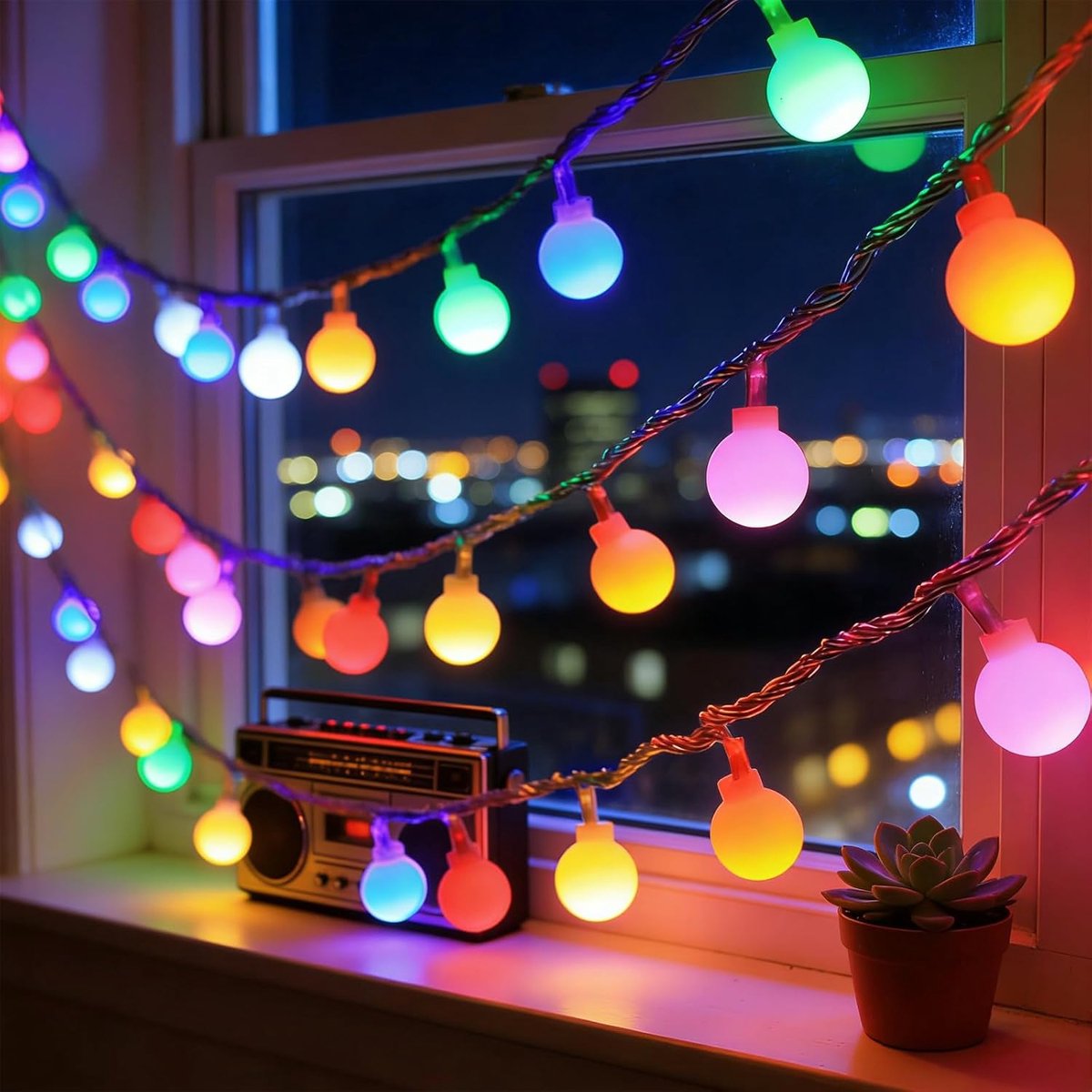 SnelShoppen - Globe Fairy Lights met Timer 2m - 20 LED Batterij Aangedreven Kleurige Sfeerverlichting voor Binnen en Buiten - Perfect voor Feest, Brui