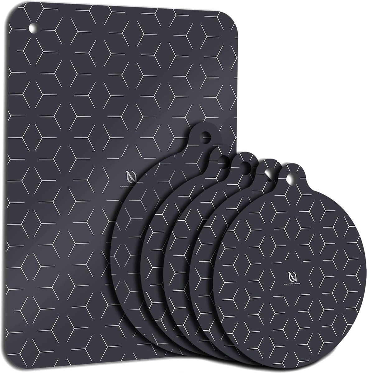 SnelShoppen - Inductiemat Set 6 Stuks - Hittebestendige Pannenbeschermers - Siliconen Coasters Voor Inductiekookplaat - Keukengereedschap Voor Veilig
