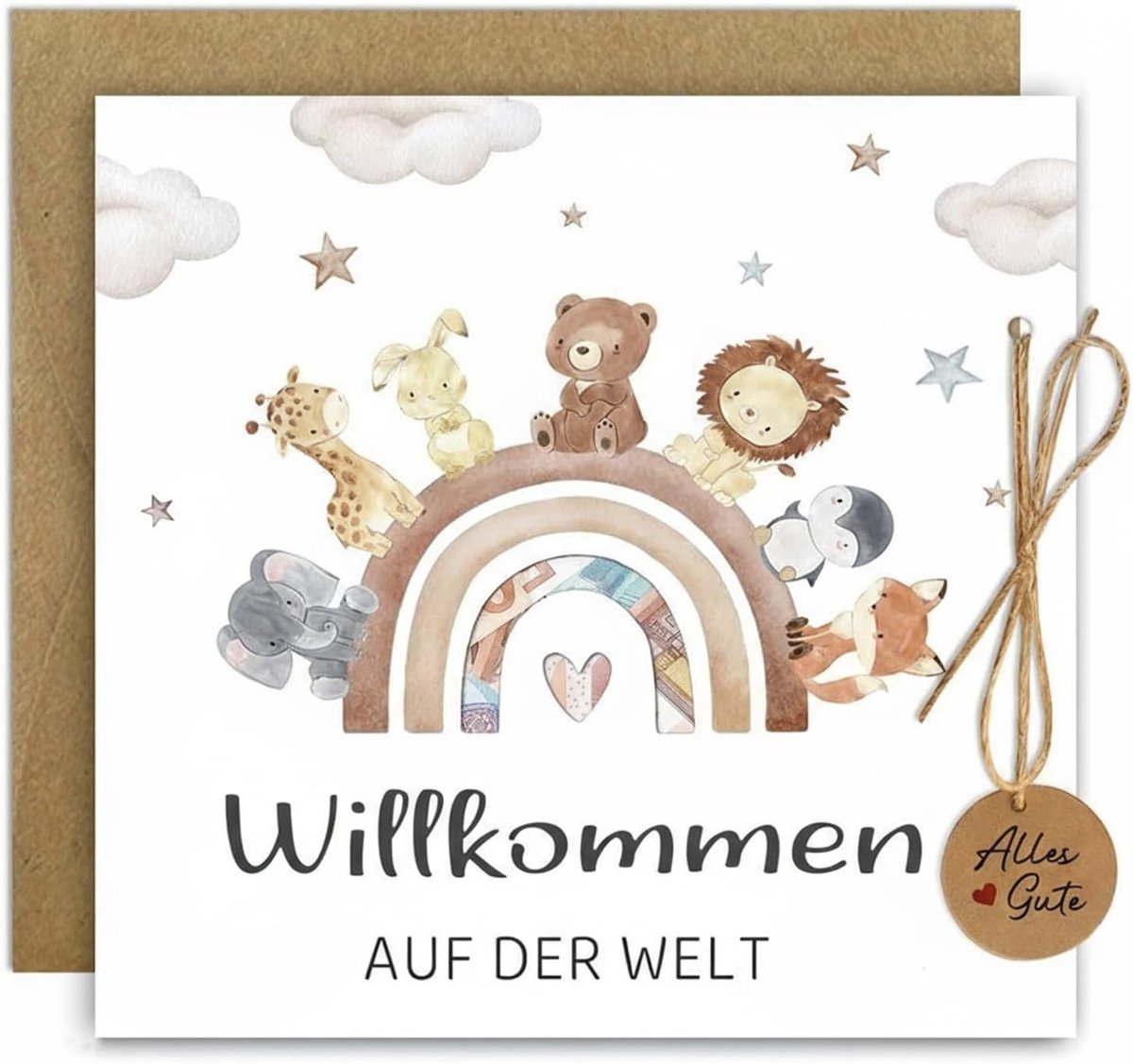 SnelShoppen - Gepersonaliseerde Geboortekaart, Baby Cadeaus, Geboorte Geschenken, Geboorte Geld met Envelop, Cadeaus voor de Geboorte van een Meisje o