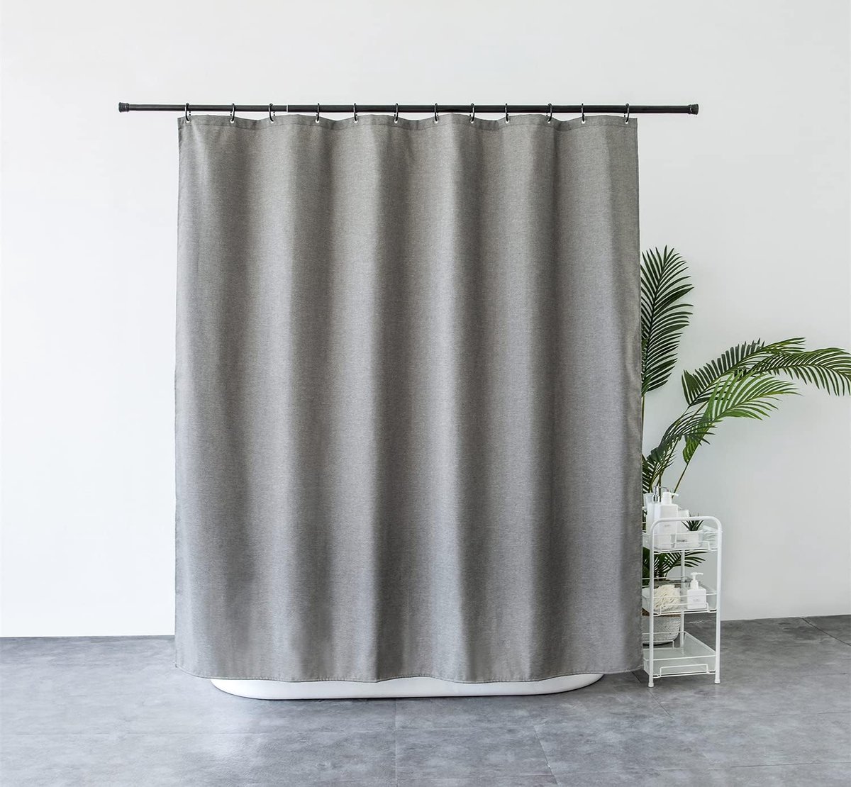 SnelShoppen - Luxe Grijze Douchegordijn 180x200 cm - 100% Waterproof & Schimmelbestendig Textiel - Inclusief 12 Rvs Haakjes - Ideaal voor Badkamer en
