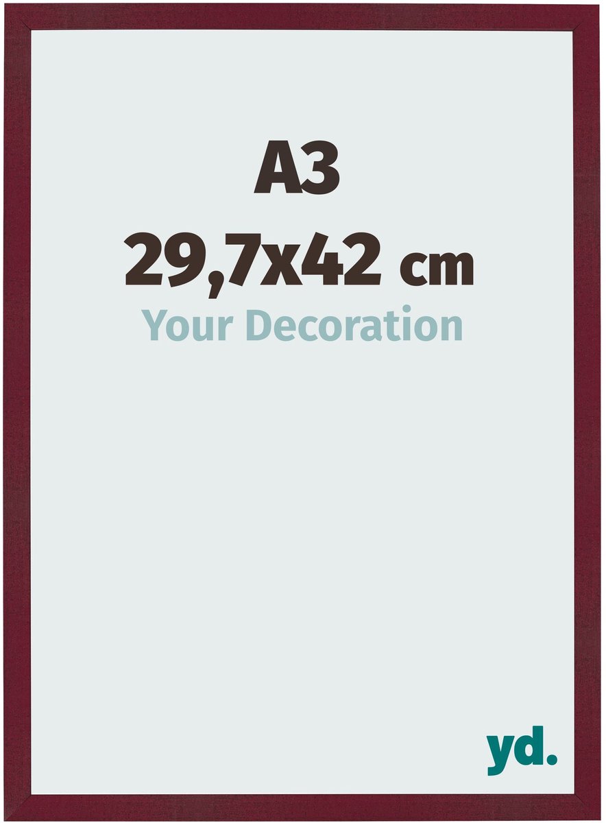 Your Decoration - Fotolijst A3 29,7x42 cm - MDF - Wijnrood Geveegd - Bologna