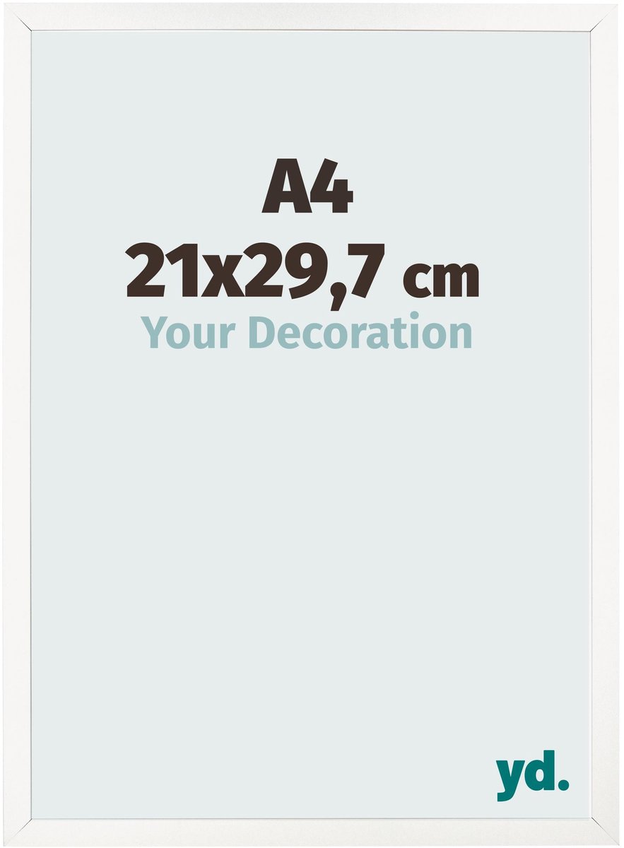 Your Decoration - Fotolijst A4 21x 29,7 cm - MDF - Wit Hoogglans - Bologna