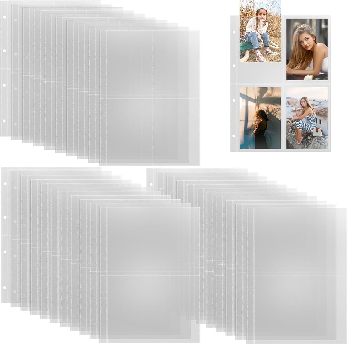 SnelShoppen - 30 Stuks Postcard Album A4, Photo Covers met 2 en 4 Compartimenten, Transparante Verzameltassen voor Foto's, Postcards, Collectibles, Pe