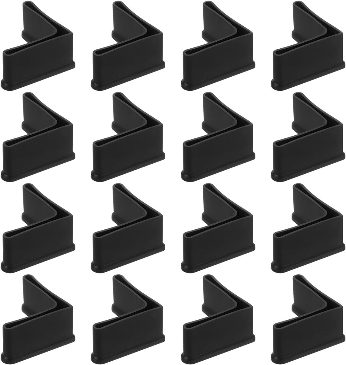 SnelShoppen - 16 Stuks L-vormige Meubelbeschermers, 40x40mm PVC Hoekbeschermers voor Meubelpoten, Zwart - Ideaal voor Tafel- en Stoelpootbescherming