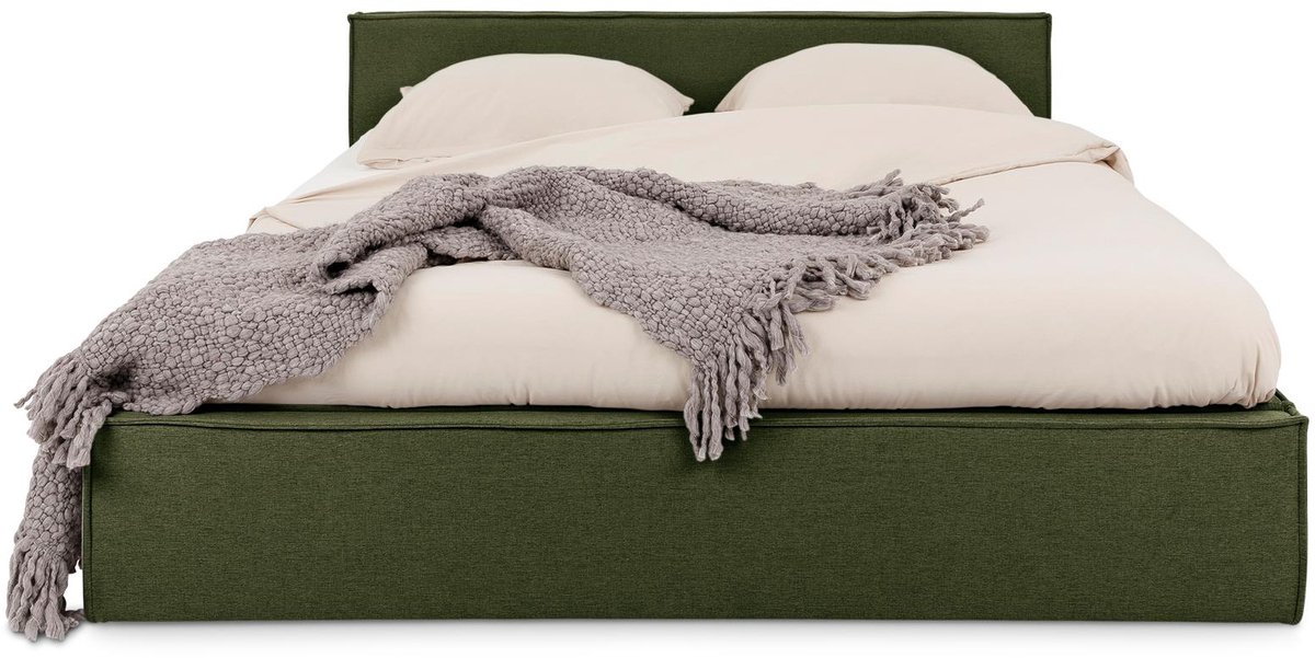 Gestoffeerd bed PESARO 140x200 cm met lattenbodem – Groen