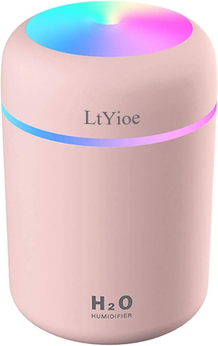 SnelShoppen - Mini Desktop Luchtbevochtiger, Persoonlijke Humidifier met Kleurrijke Nachtlamp, 2 Fog Modes, Automatische Uitschakeling, 2 Filters - Pe