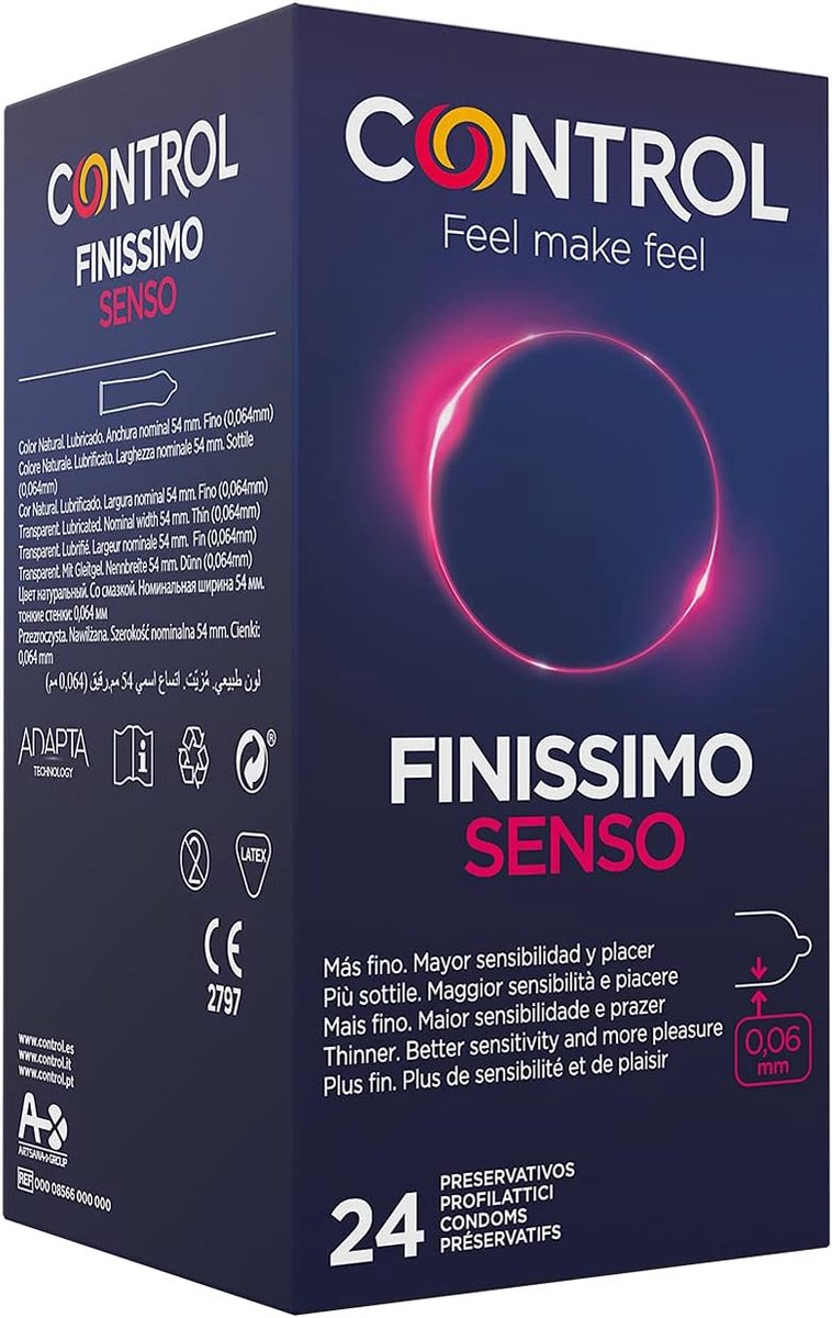 SnelShoppen - 24 Extra Dunne Condoms Controle Senso - 0.05 mm Dikte, 190 mm Lengte, 54 mm Breedte - Medisch Product CE - Perfect voor Intieme Momenten