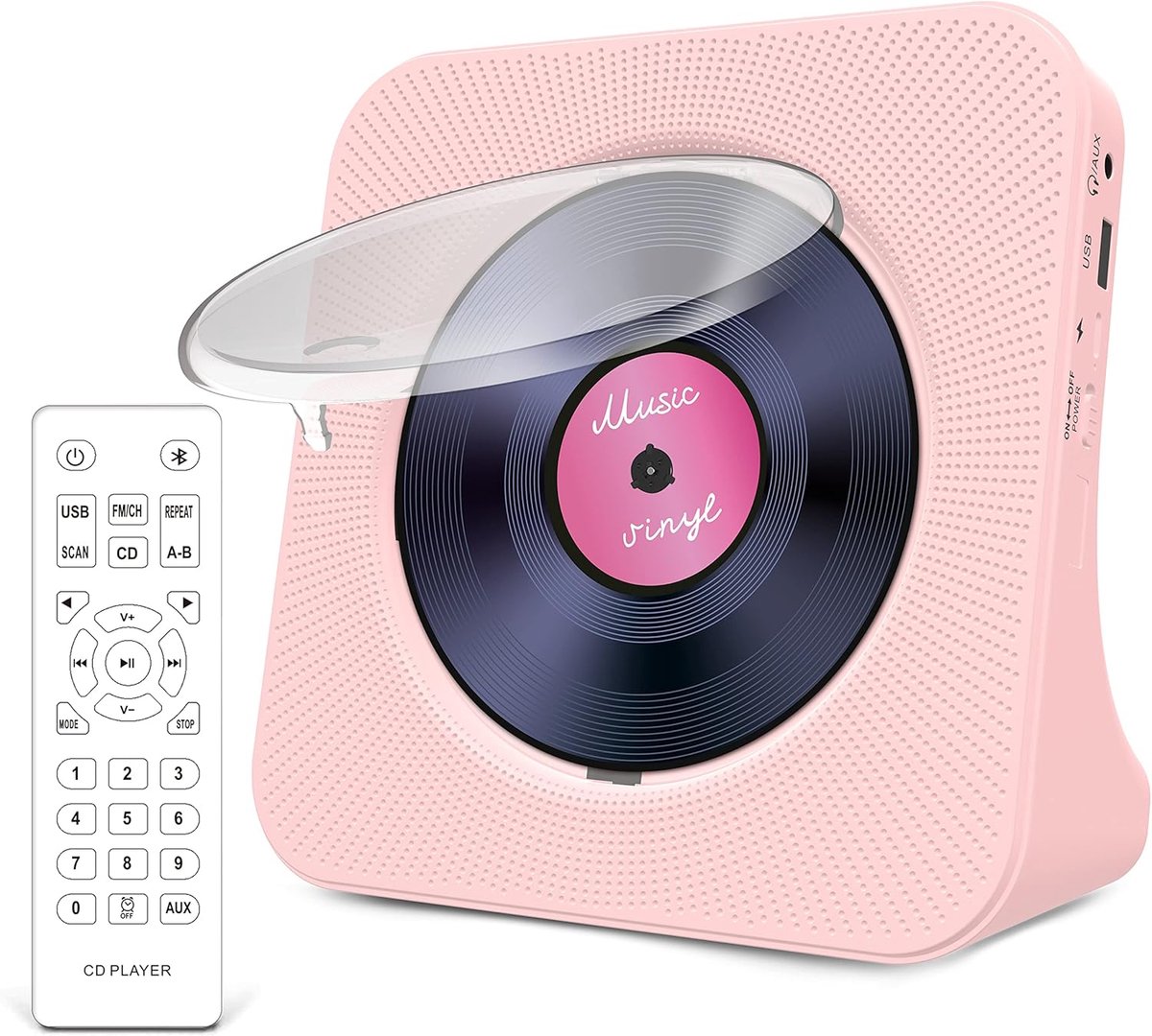 SnelShoppen - Draagbare CD Speler met Bluetooth 5.0, HiFi Speaker, Afstandsbediening, Stofkap, FM Radio, LED Scherm, Ondersteunt AUX/USB, Hoofdtelefoo