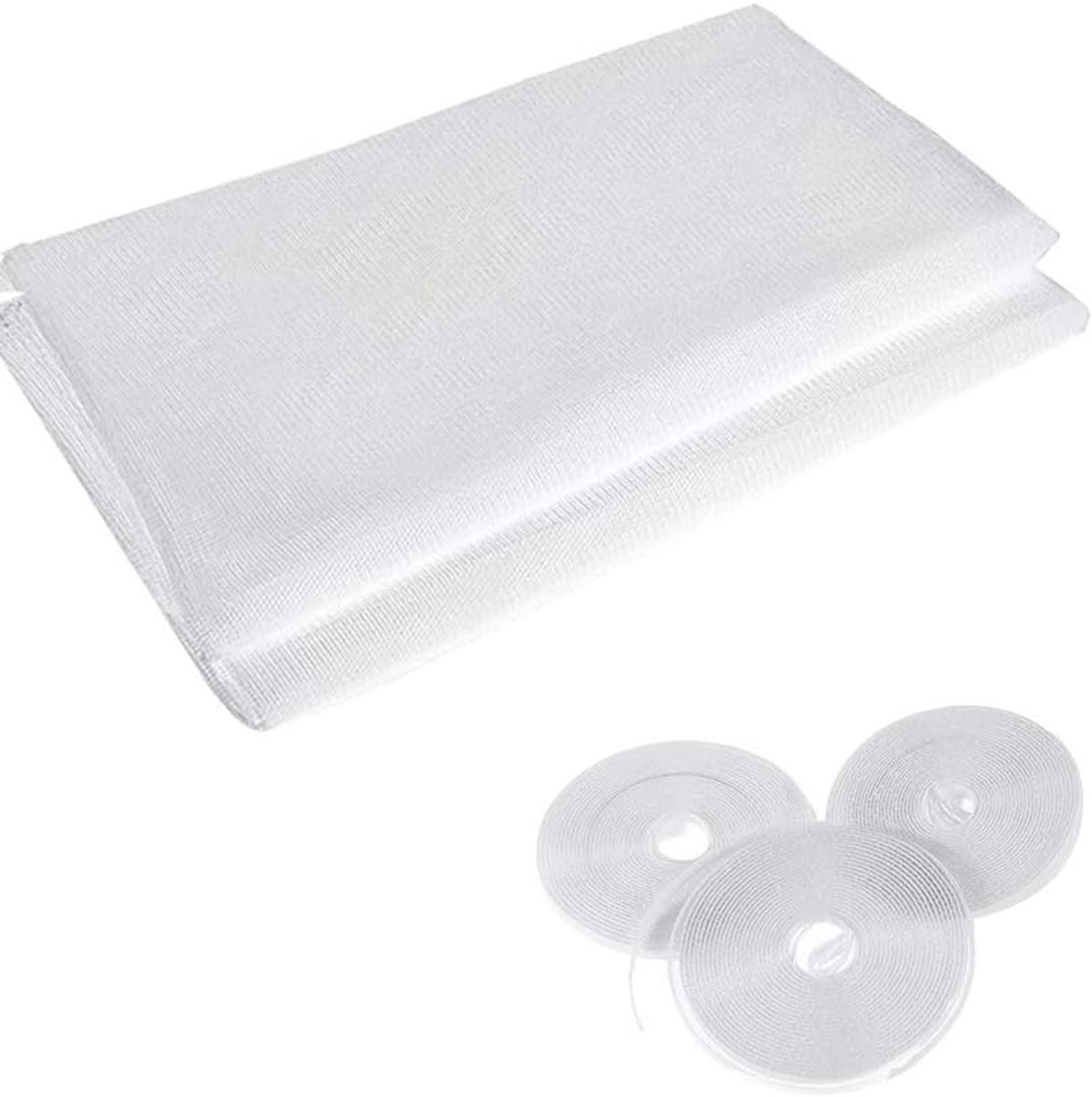 SnelShoppen - 2x Insectenhor voor Raam met 3 Rollen Zelfklevende Tape, Vliegengaas, Muggenbescherming Kit, 2m x 1.5m, Wit, Voor Thuis, Tuin, Keuken