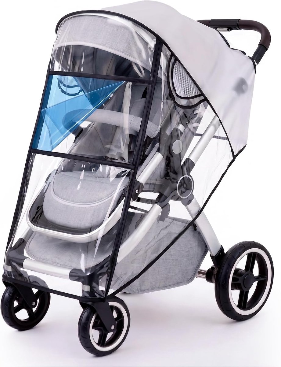 SnelShoppen - Universele Regenhoes voor Kinderwagen met Doorzichtig Kijkvenster, Waterdichte Rits, Ademend en Geurloos, Geschikt voor Buggy's en Bolde