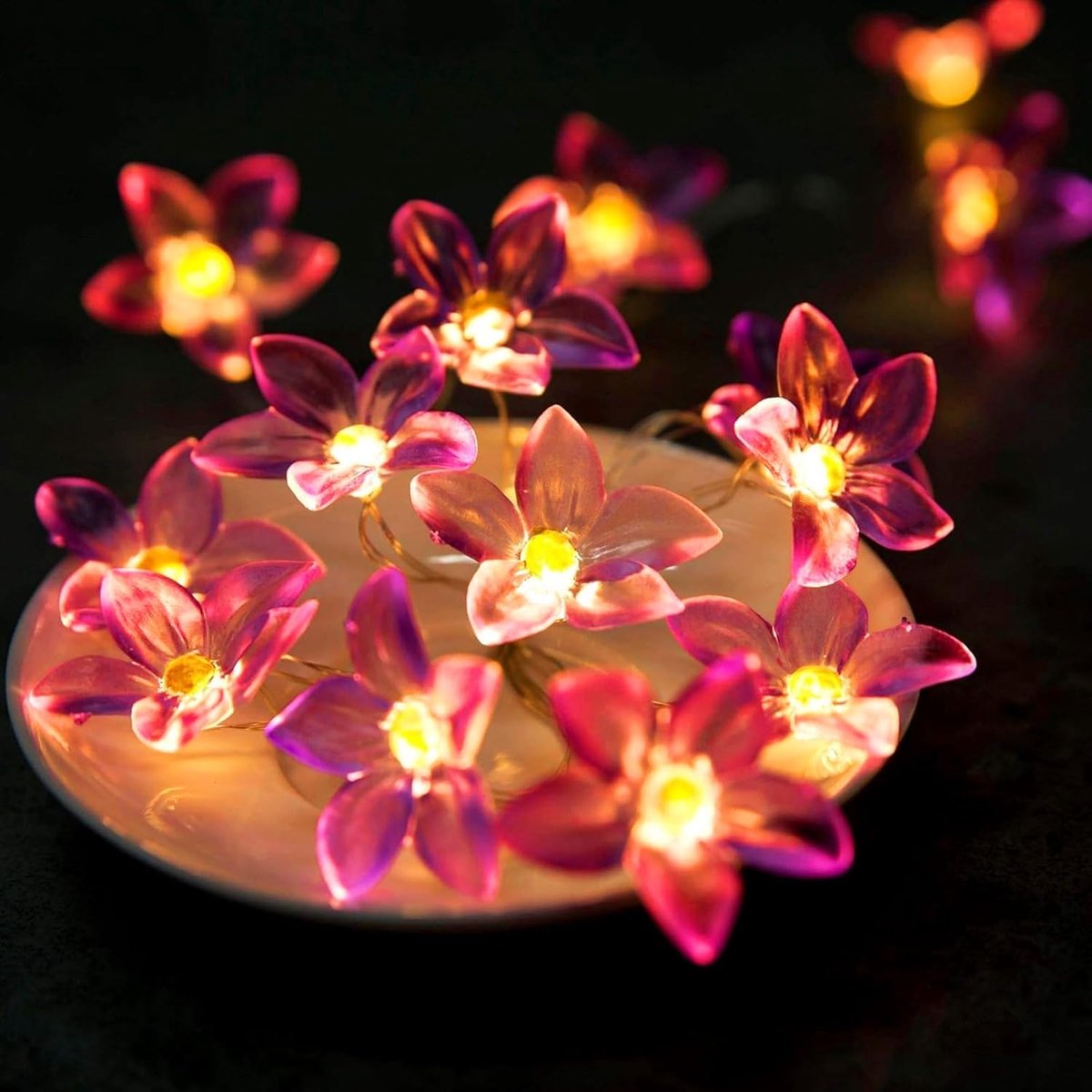 SnelShoppen - Lily Fairy Lights 2m, 20 LED Cherry Blossom Lichten, Roze Bloemen Decoratie voor Binnen, Kinderen, Tuin, Bruiloft, Feest