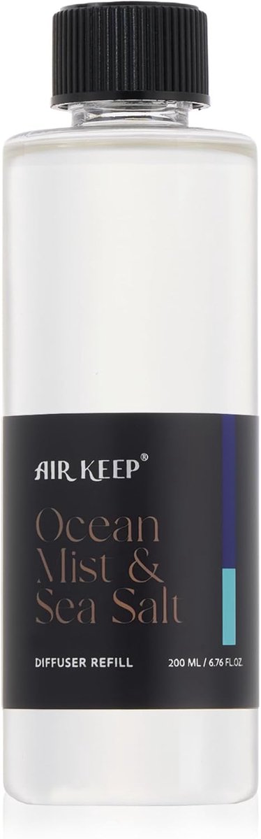 SnelShoppen - Airkeep Refill Geursticks 200ml – Geurverspreider met Langdurige Geur tot 90 Dagen – Ocean Mist & Sea Salt voor Thuis, Kantoor en Relaxe