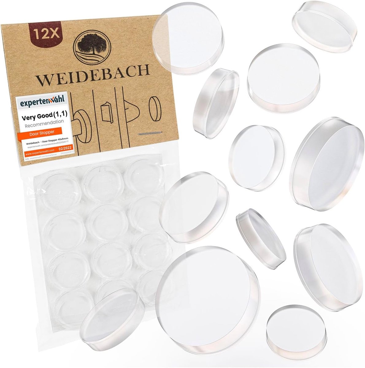 SnelShoppen - 12x Transparante Zelfklevende Deurbuffers - Elastische Rubber Stoppers voor Wand, Badkamer, Glasoppervlakken - 20x5mm - Ideaal voor Kast