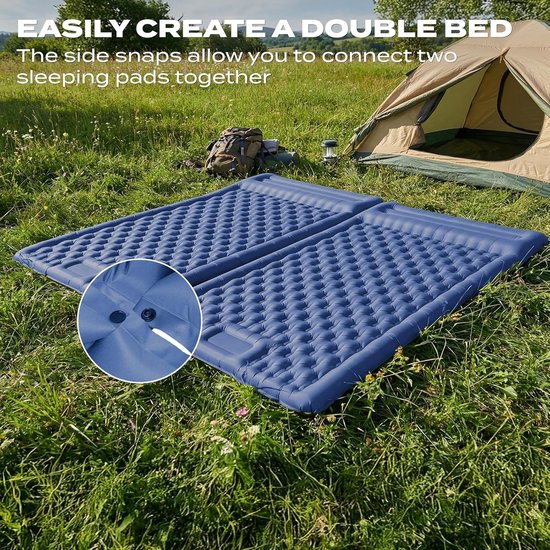 Thijox - Opblaasbare Campingslaapmat XXL met Kussen, Waterdicht en Scheurbestendig 50D Nylon, 196x135x12cm, Ideaal voor Kamperen, Festivals, en Buiten — afbeelding 4