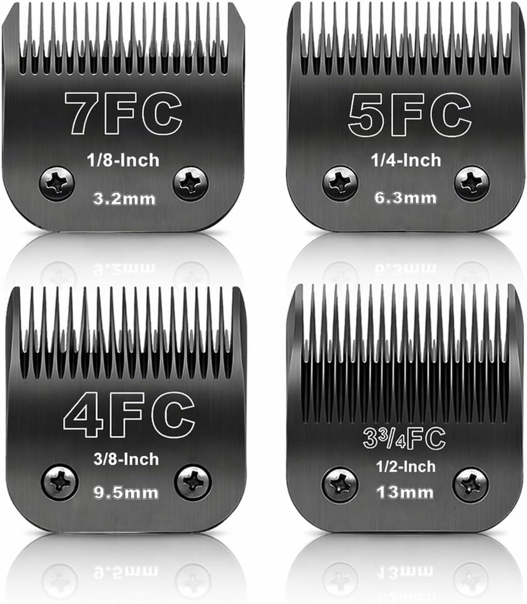 SnelShoppen - 7FC 5FC 4FC 3-3/4FC Reservemes voor Hondenverzorging - Compatibel met Diverse Tondeuses - Zwart - Professioneel Snijden