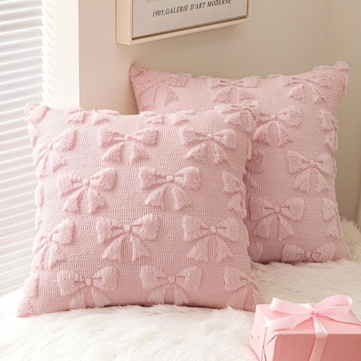 2 stuks roze pluch kussens cover 45x45cm decoratieve kussens cover esthetische zachte gooi