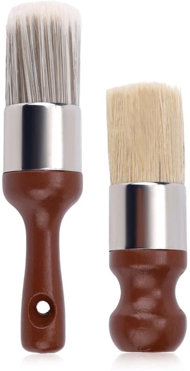 Set van 2 Huishoudborstels - Ergonomische Handgreep - Houten en Vachtborstels voor Leer- en Houtverzorging