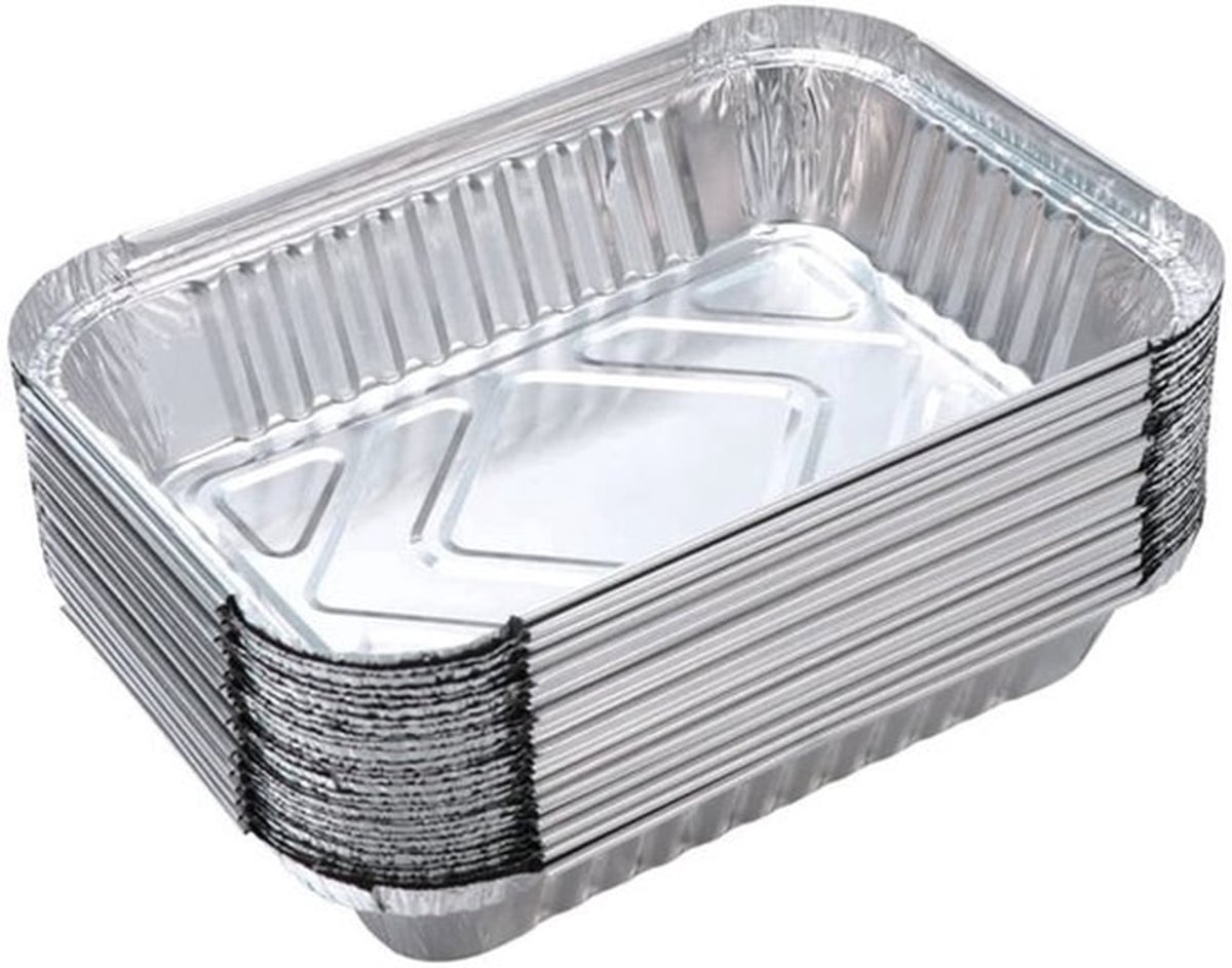 25 stuks aluminium lekschalen, grillschalen, wegwerp aluminium schalen zonder deksel voor resten, grill, cake, groenten en fruit, 21,6 x 14,7 x 3,5 cm