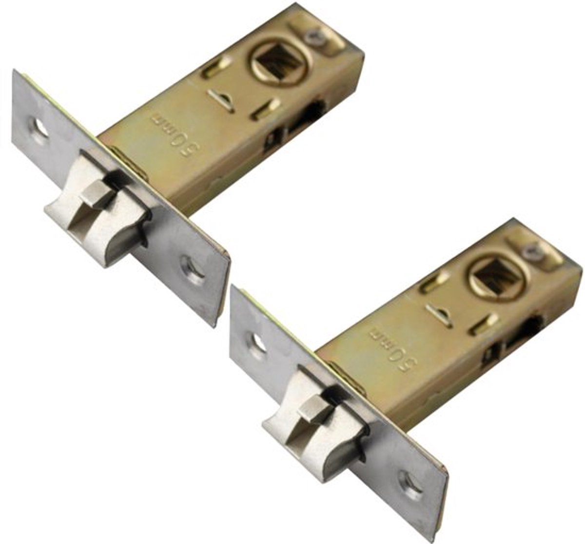 2 stuks 50mm Tubulaire Mortise Slot, Forktongslot met Deurstoppers, Stille Deurslot Opgehangen voor Interne Deuren, Deurgrepen
