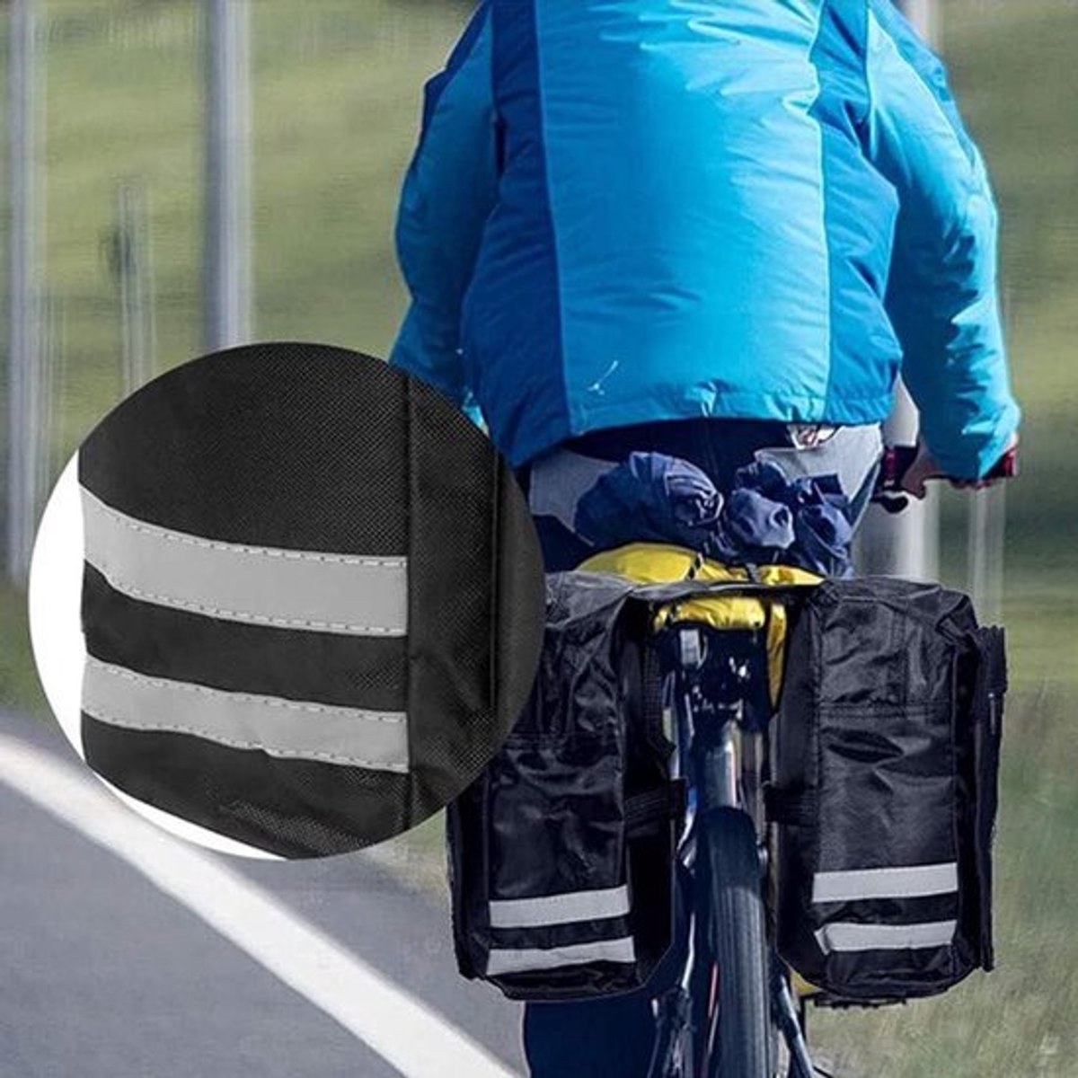 Fietstas bagagedragertas - waterdicht - voor pendelaars - regenbescherming - zwart .