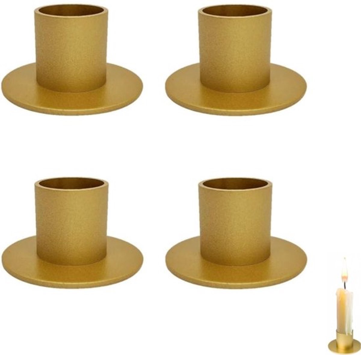 4 stuks - gouden kaarsenhouders - gouden kaarsenhouders in retrostijl - voor bruiloften, diners en feestdecoratie - 5×2.7cm - goud