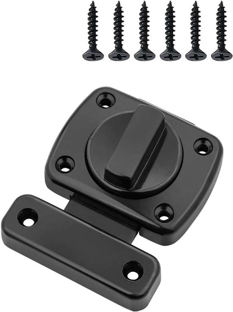 Deurslot-Sloten-Zwart - Middelgroot poortslot - 63 mm x 55 mm schuifgrendelslot - Dubbelzijdig draaibaar veiligheidsbeslag - Roestbestendig - voor opritpoort